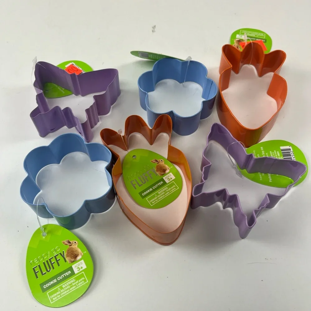 Fluff Pastel Butterfly, Carrot & Flower Cookie Cutter Set - Purple, Blue, Orange